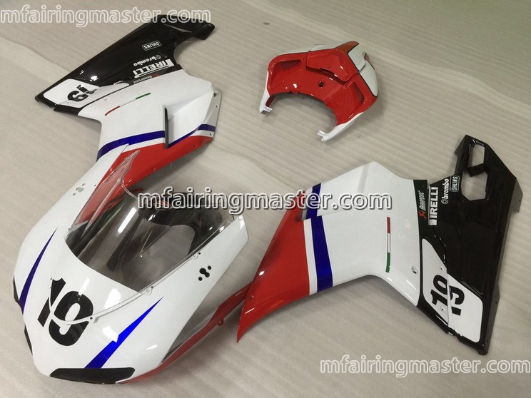 (image for) Fit for Ducati 1098 848 1198 2007 2008 2009 2010 2011 2012 fairing kit injection molding Red black white