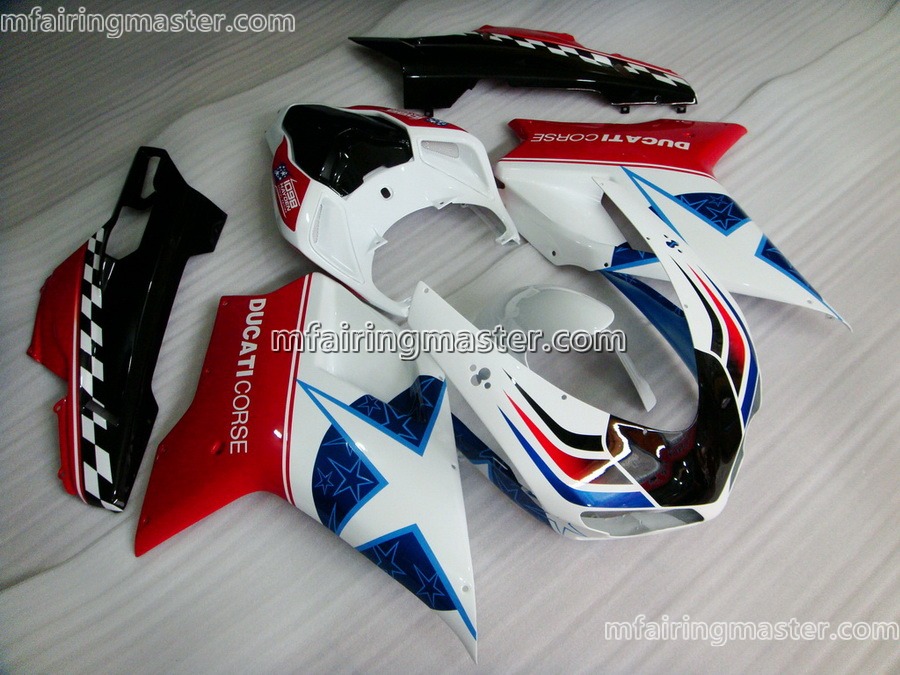 (image for) Fit for Ducati 1098 848 1198 2007 2008 2009 2010 2011 2012 fairing kit injection molding Corse white red blue