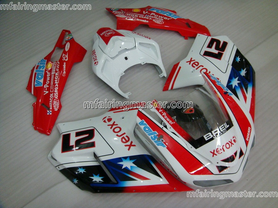 (image for) Fit for Ducati 1098 848 1198 2007 2008 2009 2010 2011 2012 fairing kit injection molding Xerox 21 red white
