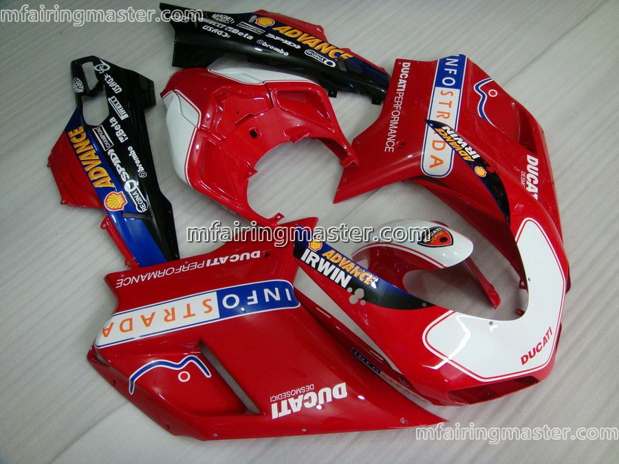 (image for) Fit for Ducati 1098 848 1198 2007 2008 2009 2010 2011 2012 fairing kit injection molding Red white irwin