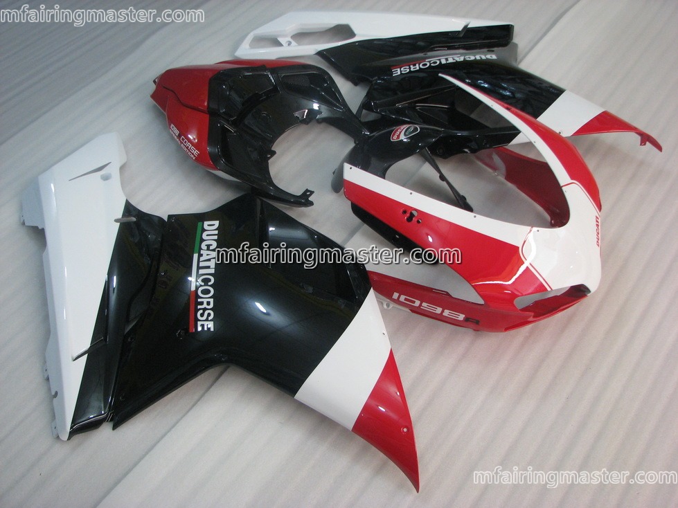 (image for) Fit for Ducati 1098 848 1198 2007 2008 2009 2010 2011 2012 fairing kit injection molding Black red white