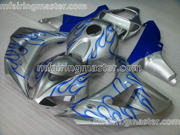 (image for) Fit for Honda CBR1000RR 2006 2007 fairing kit injection molding Blue flames silver