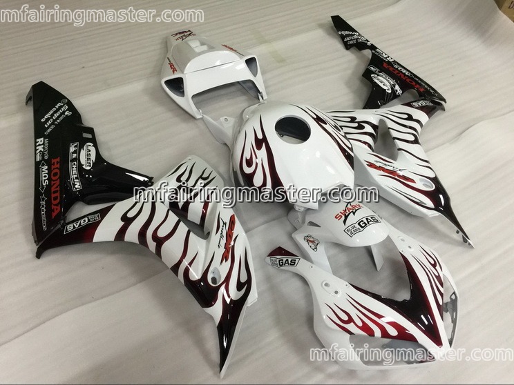 (image for) Fit for Honda CBR1000RR 2006 2007 fairing kit injection molding Red black flames white