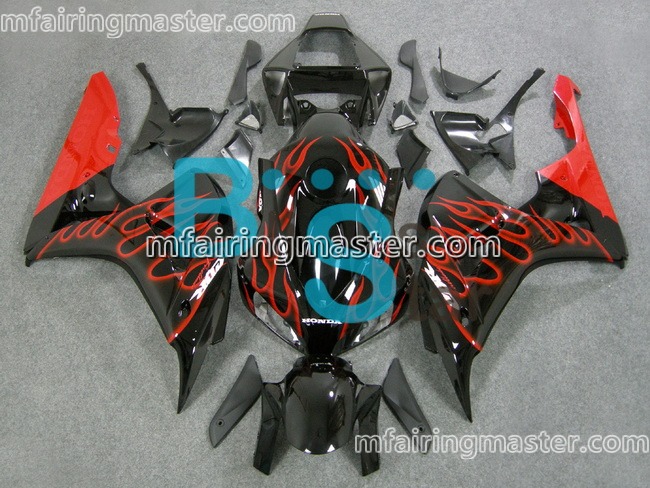 (image for) Fit for Honda CBR1000RR 2006 2007 fairing kit injection molding Red flames black