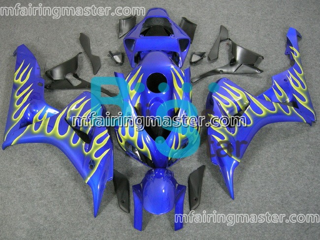 (image for) Fit for Honda CBR1000RR 2006 2007 fairing kit injection molding Yellow flames blue