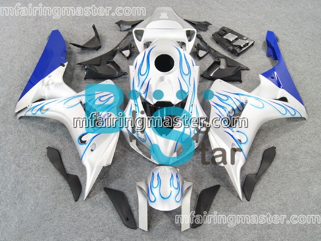 (image for) Fit for Honda CBR1000RR 2006 2007 fairing kit injection molding Blue flames silver