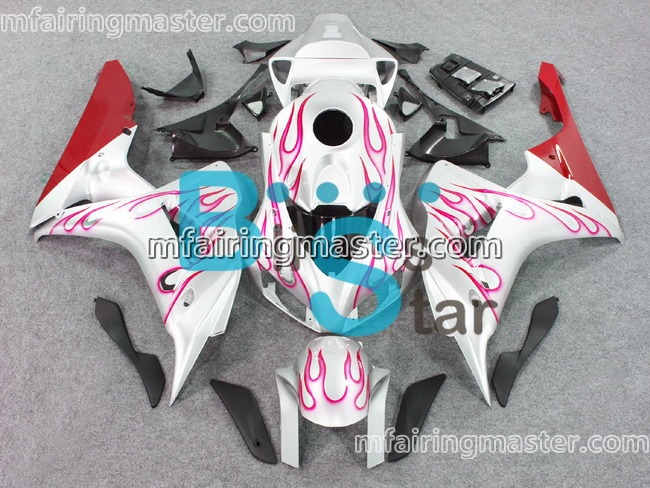 (image for) Fit for Honda CBR1000RR 2006 2007 fairing kit injection molding Red flames silver