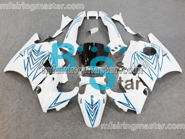 (image for) Fit for Honda CBR600 F2 1991 1992 1993 1994 fairing kit Blue leaf white