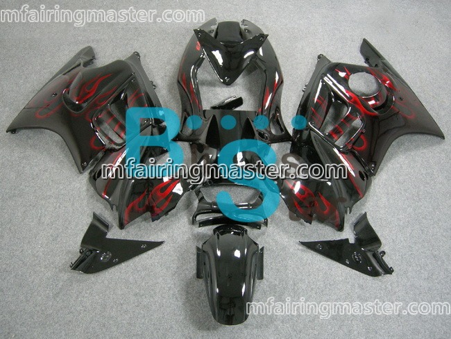 (image for) Fit for Honda CBR600 F3 1997 1998 fairing kit Red flames glossy black - Click Image to Close