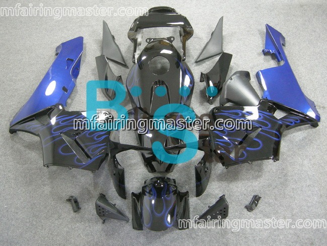 (image for) Fit for Honda CBR600RR F5 2003 2004 fairing kit injection molding Blue flames black