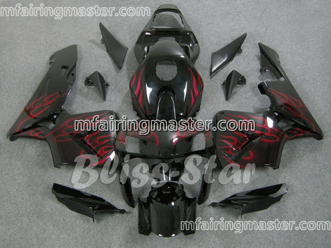 (image for) Fit for Honda CBR600RR F5 2003 2004 fairing kit injection molding Red flames black