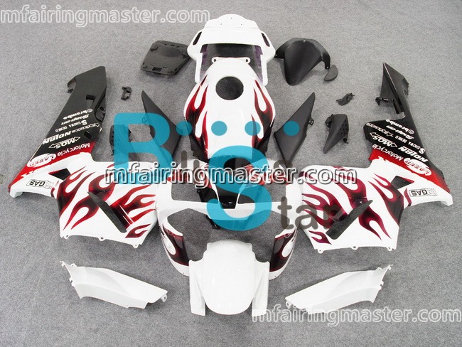 (image for) Fit for Honda CBR600RR F5 2003 2004 fairing kit injection molding Red flames black