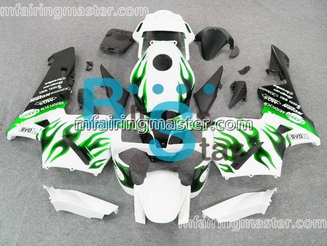 (image for) Fit for Honda CBR600RR F5 2003 2004 fairing kit injection molding Green flames black