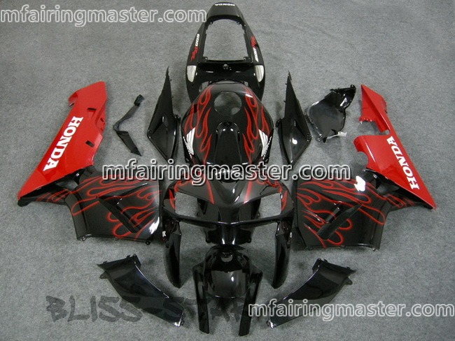 (image for) Fit for Honda CBR600RR F5 2005 2006 fairing kit injection molding Red flames black