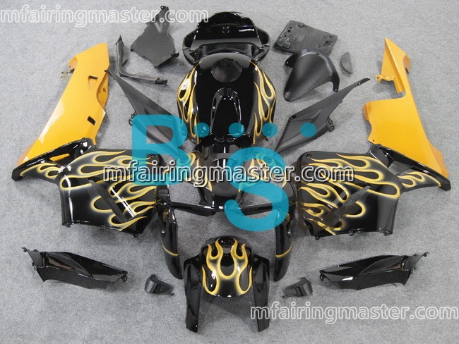 (image for) Fit for Honda CBR600RR F5 2005 2006 fairing kit injection molding Yellow flames black