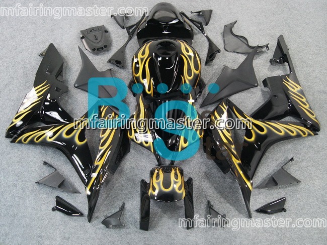 (image for) Fit for Honda CBR600RR F5 2007 2008 fairing kit injection molding Yellow flames black