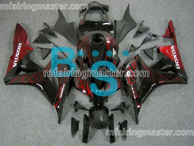 (image for) Fit for Honda CBR600RR F5 2007 2008 fairing kit injection molding Red flames black