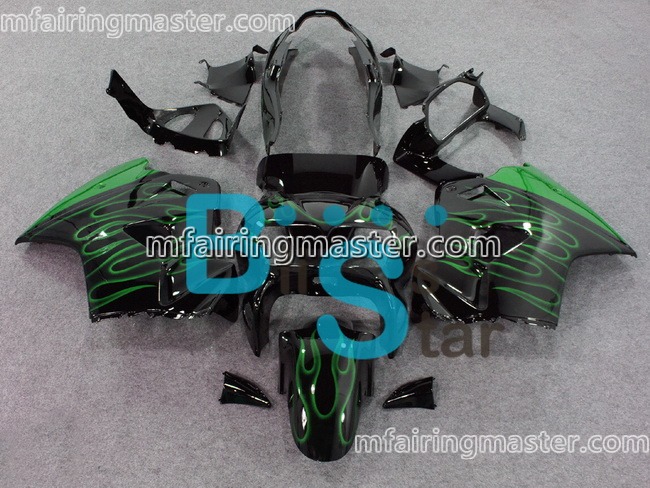 (image for) Fit for Honda VFR800 1998 1999 2000 2001 fairing kit Green flame black