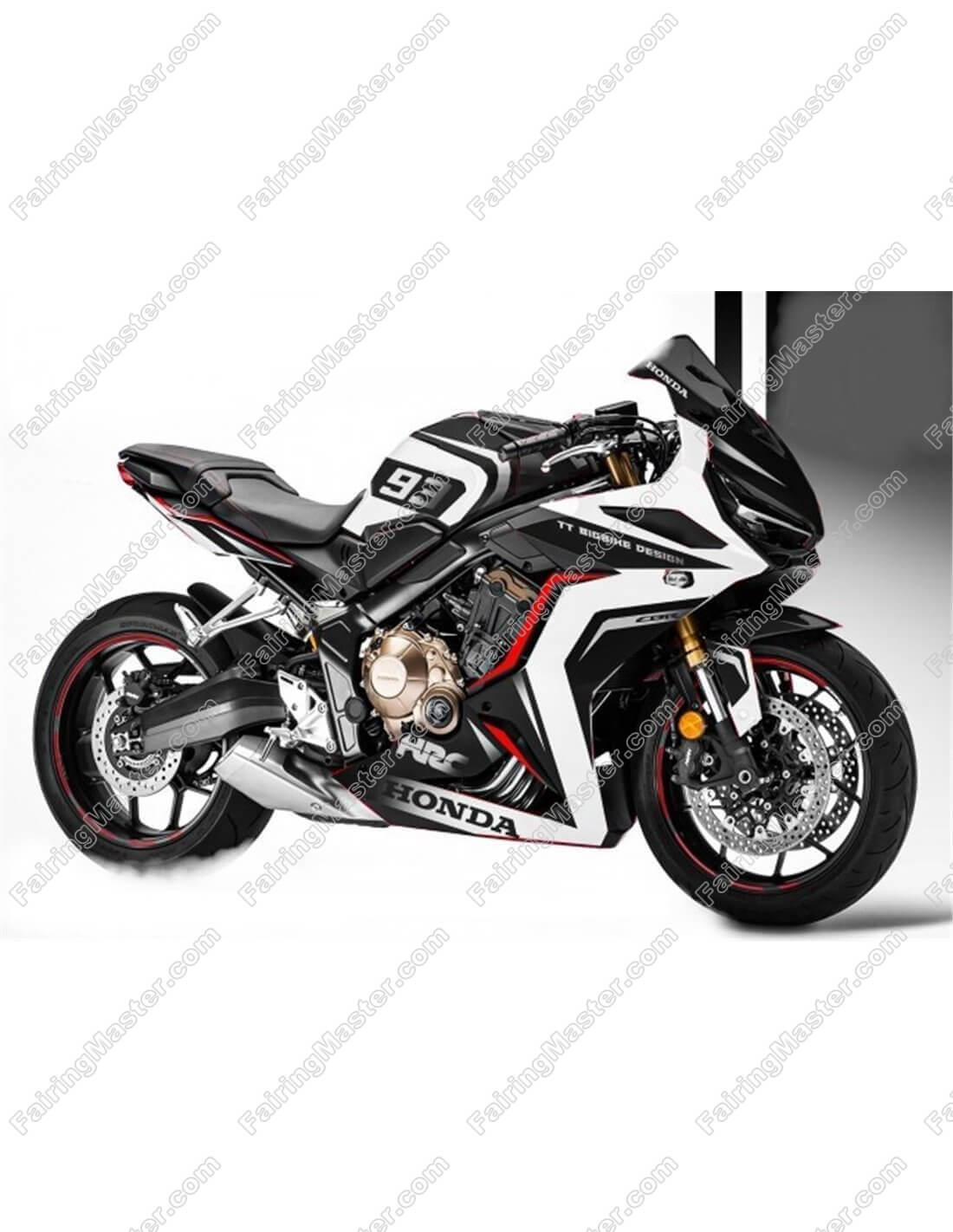 (image for) Fairing kit fit for Honda CBR650R 2019-2023 black white 127