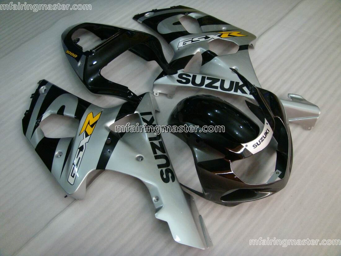 (image for) Fit for Suzuki GSXR 1000 K1 K2 2000 2001 2002 fairing kit injection molding Silver black