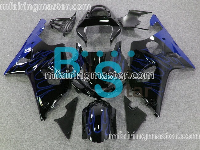 (image for) Fit for Suzuki GSXR 1000 K1 K2 2000 2001 2002 fairing kit injection molding Blue flame black