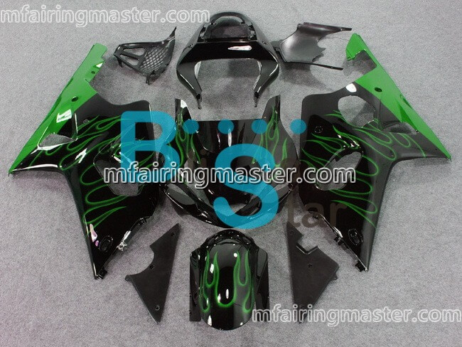 (image for) Fit for Suzuki GSXR 1000 K1 K2 2000 2001 2002 fairing kit injection molding Green flame black