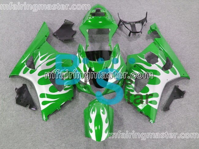 (image for) Fit for Suzuki GSXR 1000 K3 2003 2004 fairing kit injection molding Silver flame green