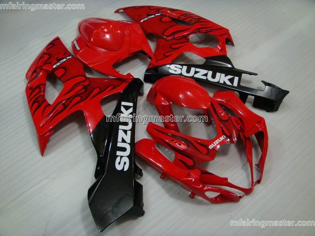 (image for) Fit for Suzuki GSXR 1000 K5 2005 2006 fairing kit injection molding Black flame red