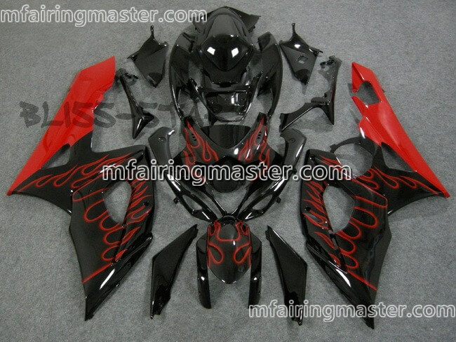 (image for) Fit for Suzuki GSXR 1000 K5 2005 2006 fairing kit injection molding Red flame black