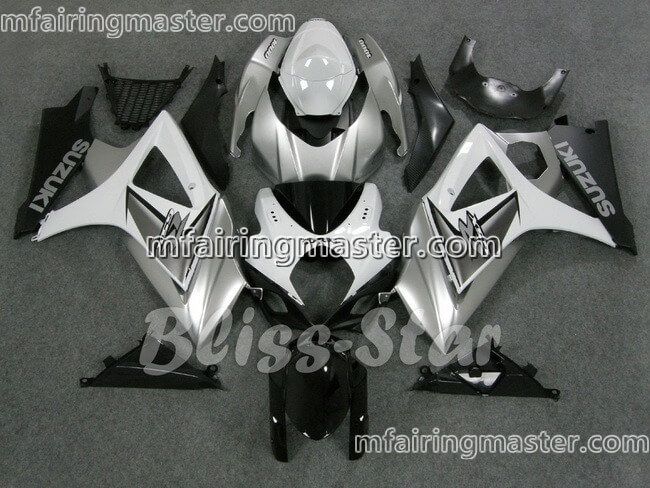 (image for) Fit for Suzuki GSXR 1000 K7 2007 2008 fairing kit injection molding Silver white