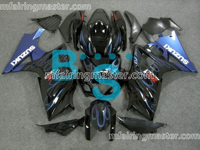 (image for) Fit for Suzuki GSXR 1000 K7 2007 2008 fairing kit injection molding Blue flame black