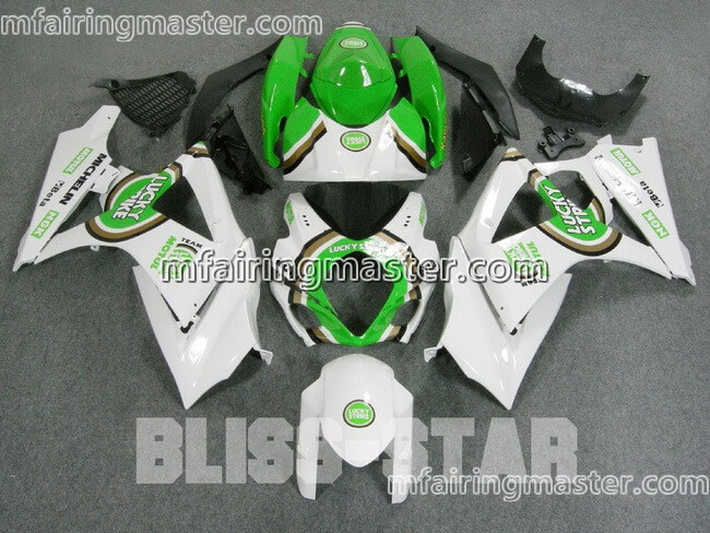 (image for) Fit for Suzuki GSXR 1000 K7 2007 2008 fairing kit injection molding Lucky strike white green