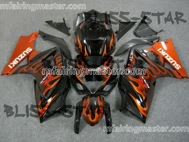 (image for) Fit for Suzuki GSXR 1000 K7 2007 2008 fairing kit injection molding Red flame black