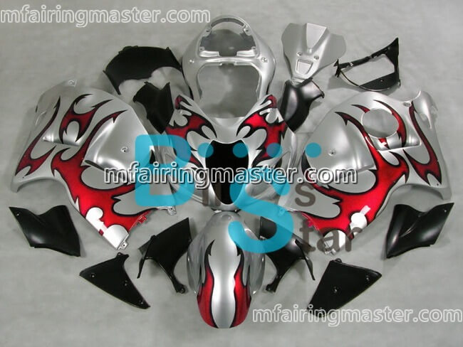 (image for) Fit for Suzuki GSXR 1300 Hayabusa 1999 2000 2001 2002 2003 2004 2005 2006 2007 fairing kit injection molding Silver red