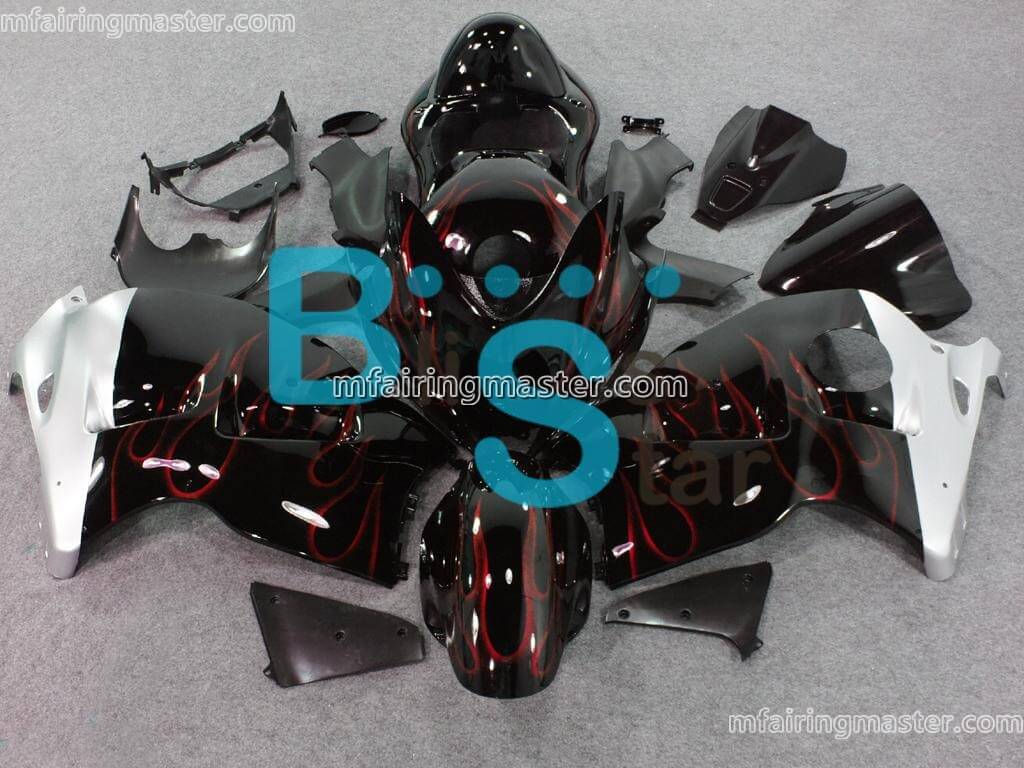 (image for) Fit for Suzuki GSXR 1300 Hayabusa 1999 2000 2001 2002 2003 2004 2005 2006 2007 fairing kit injection molding Red flame black