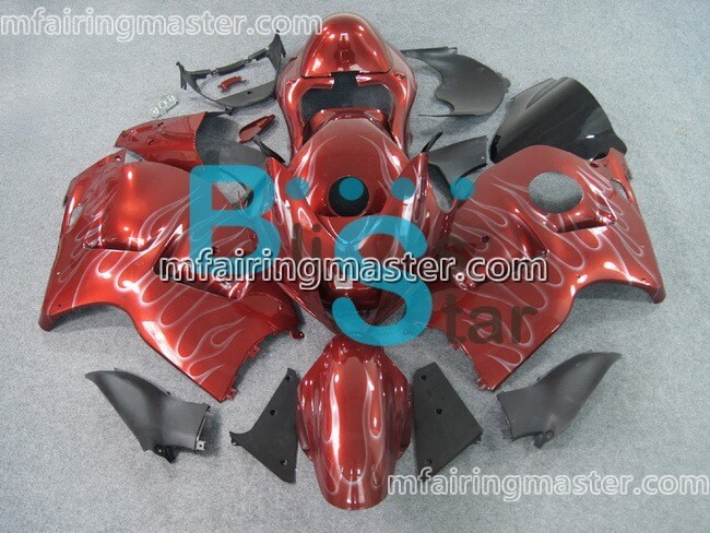 (image for) Fit for Suzuki GSXR 1300 Hayabusa 1999 2000 2001 2002 2003 2004 2005 2006 2007 fairing kit injection molding Smoking flame red