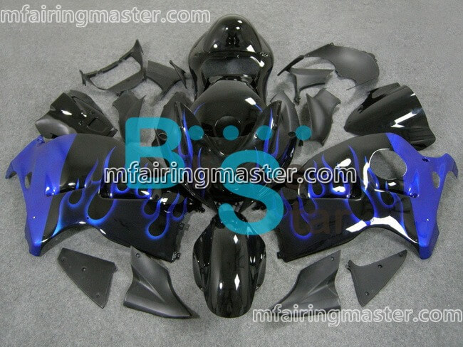 (image for) Fit for Suzuki GSXR 1300 Hayabusa 1999 2000 2001 2002 2003 2004 2005 2006 2007 fairing kit injection molding Blue flame black