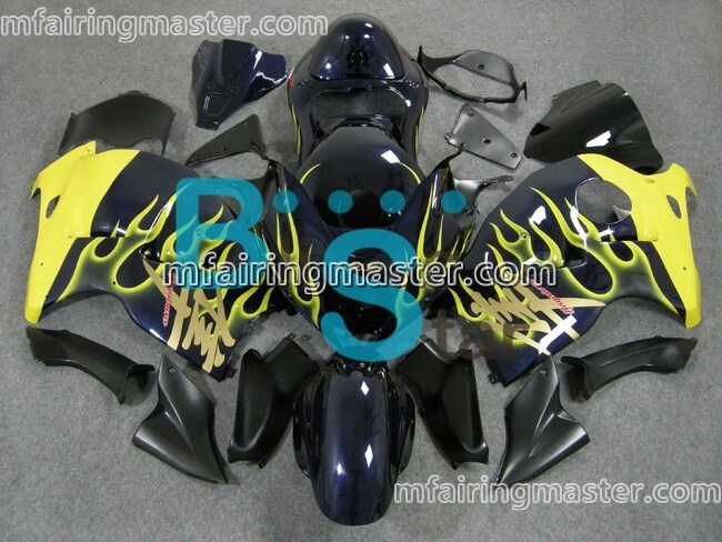 (image for) Fit for Suzuki GSXR 1300 Hayabusa 1999 2000 2001 2002 2003 2004 2005 2006 2007 fairing kit injection molding Yellow flame black