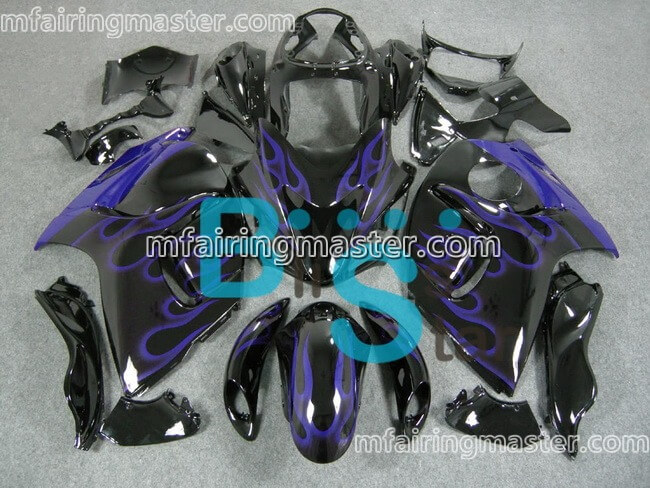 (image for) Fit for Suzuki GSXR 1300 Hayabusa 2008 2009 2010 2011 2012 2013 2014 2015 fairing kit injection molding Blue flame black