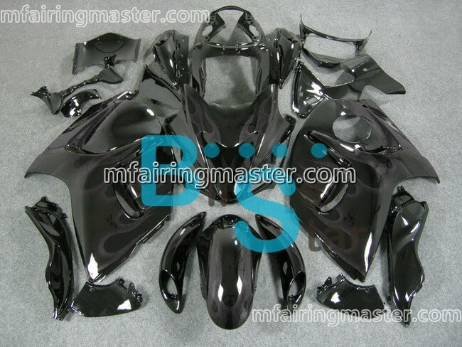 (image for) Fit for Suzuki GSXR 1300 Hayabusa 2008 2009 2010 2011 2012 2013 2014 2015 fairing kit injection molding Grey flame black