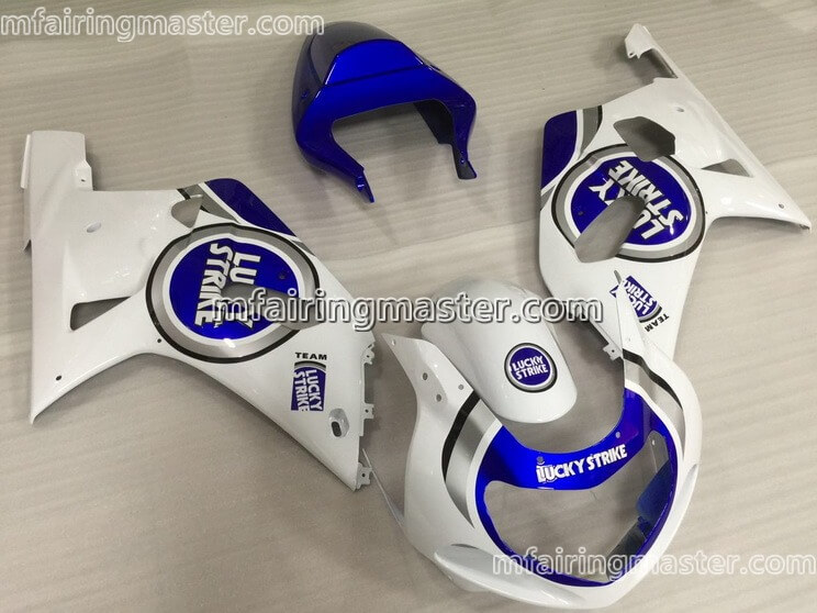 (image for) Fit for Suzuki GSXR 600 750 k1 2001 2002 2003 fairing kit injection molding Lucky strike white blue