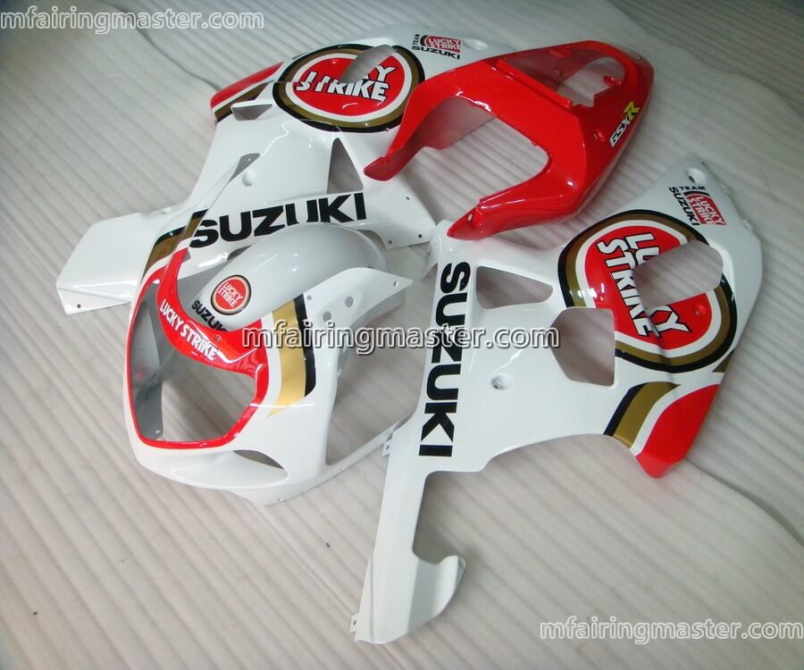 (image for) Fit for Suzuki GSXR 600 750 k1 2001 2002 2003 fairing kit injection molding Lucky strike white red