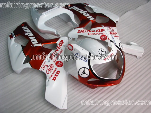 (image for) Fit for Suzuki GSXR 600 750 k1 2001 2002 2003 fairing kit injection molding Dunlop red white