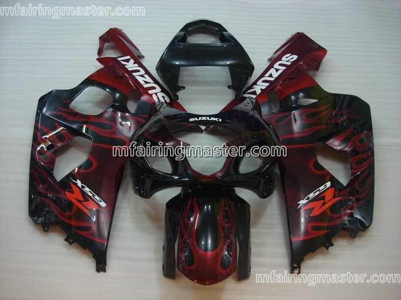 (image for) Fit for Suzuki GSXR 600 750 k1 2001 2002 2003 fairing kit injection molding Red flame black