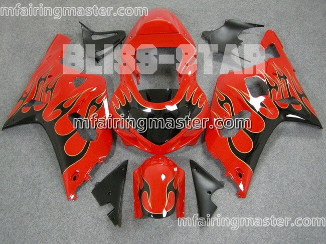 (image for) Fit for Suzuki GSXR 600 750 k1 2001 2002 2003 fairing kit injection molding Black flame red