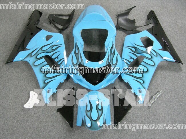 (image for) Fit for Suzuki GSXR 600 750 k1 2001 2002 2003 fairing kit injection molding Black flame blue