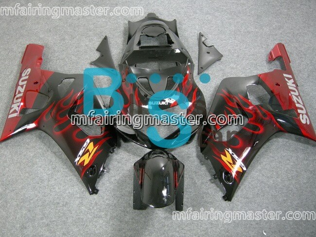 (image for) Fit for Suzuki GSXR 600 750 k1 2001 2002 2003 fairing kit injection molding Red flame black