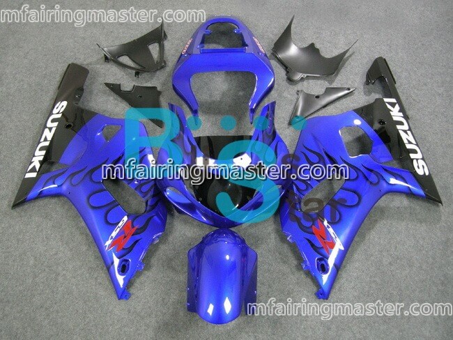 (image for) Fit for Suzuki GSXR 600 750 k1 2001 2002 2003 fairing kit injection molding Black flame blue