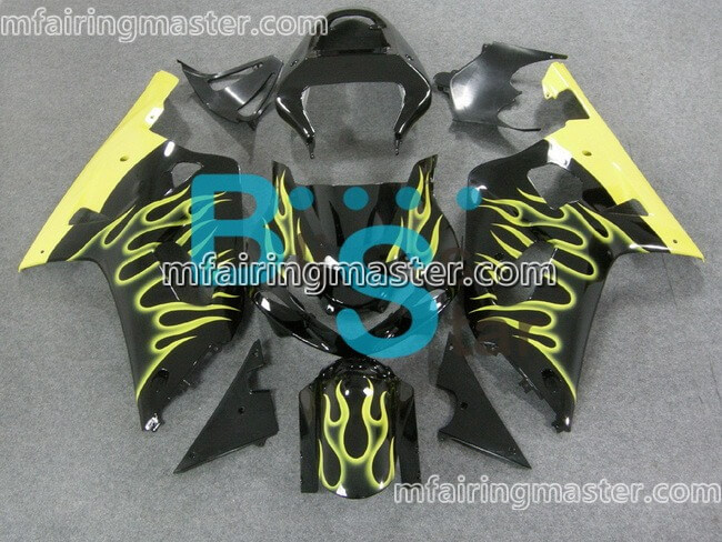 (image for) Fit for Suzuki GSXR 600 750 k1 2001 2002 2003 fairing kit injection molding Yellow flame black