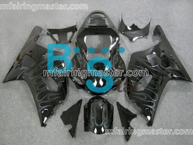 (image for) Fit for Suzuki GSXR 600 750 k1 2001 2002 2003 fairing kit injection molding Smoking flame black